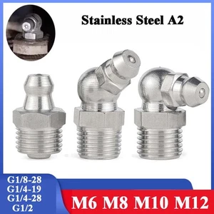 Hydraulic Mini Grease Stainless Steel A2 Lubrication Fitting Straight / 45° /90° - Picture 1 of 33