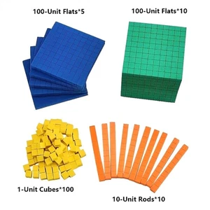 Complete Set Kids Math Plaything Plastic Math Blocks Base Ten Set Cube - Picture 1 of 6