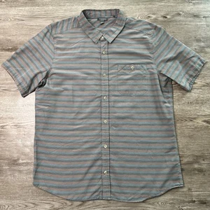 Toad Co Wonderer Short Sleeve Button Up Shirt Mens Large Gray Stripe Lightweight - Picture 1 of 9
