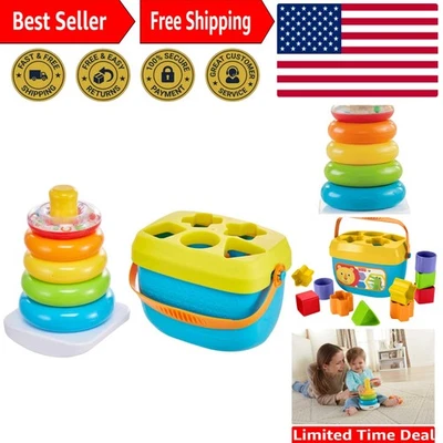 Fisher-Price Infant Toy Set, Baby’S First Blocks (10 Shapes) and Rock-A-Stack Ri - Image 1 of 4
