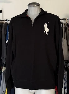 Polo Ralph Lauren Sweater Men Lg Skier Big Pony Retro Core Quarter Sweatshirt - Picture 1 of 5
