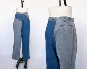 1980s Jeans Cotton Denim Two Tone Volup High Waist 36" x 35" - Picture 1 of 12