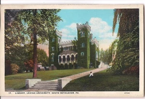 Library LEHIGH UNIVERSITY South Bethlehem Pennsylvania Postcard PA WB Towers - Picture 1 of 2