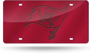 Tampa Bay Buccaneers Premium Laser Cut Tag License Plate, Red, Mirrored...