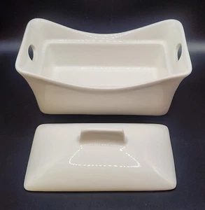 Blue Harbor Porcelain White Butter Dish With Lid, Modern 4.75x2.75x2.5 inches - Picture 1 of 14
