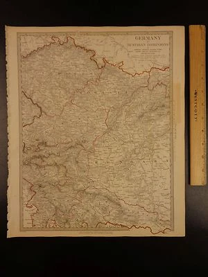 1844 BEAUTIFUL Huge Color MAP of Germany Austria Bohemia Sclavonia ATLAS - Image 1 of 4