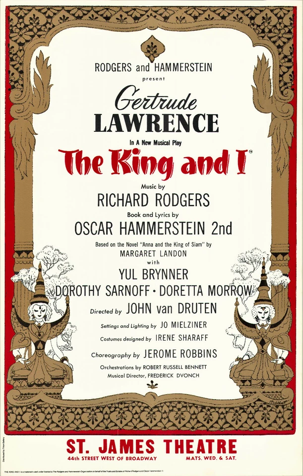 The King & I ~OBC Broadway Poster~ Gertrude Lawrence & Yul Brynner MINT! - Image 1 of 1