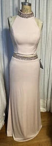 Crystal Doll Womens Pink /beads Jersey Two Piece L Gown Sz 3 NWT - Picture 1 of 14