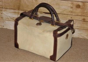 Vintage Gucci Italy Cream Canvas & Leather Travel Gladstone Doctors Fashion Bag - Picture 1 of 12