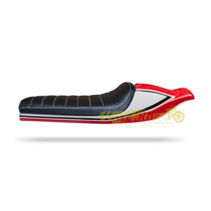 Codino abs flat Track sella nera cuciture dritte universale custom moto epoca - Imagen 1 de 4