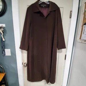 Ann Klein Women's Trench Coat Size 14 Brown Full Length 51" Winter Dinner Formal - Picture 1 of 10