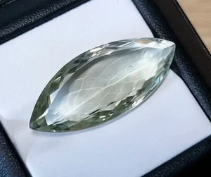 Genuine 20.76Ct Green Amethyst gemstone, Marquise cut, 31x13mm, Brazil - Picture 1 of 5