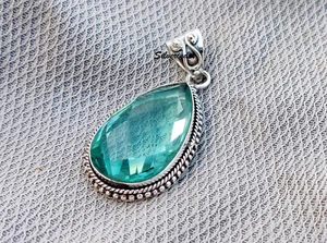 Aquamarin Handarbeit Designer Anhänger 925 Silber Damen Schmuck Geschenk für die Liebe - Bild 1 von 5