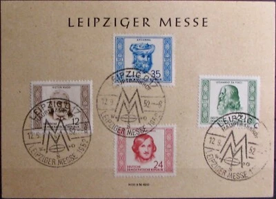 1952 GERMAN DEM. REPUBLIC #103-106: Used 'Victor Hugo' set on card - Image 1 of 2