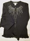 Nanette Lepore Black Deco Beaded W/ Sequins Cardigan Size Small