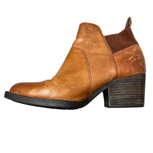 Born Ankle Boots Women's 8M Garcia Brown Leather Block Heel Boho Western Rodeo - Picture 1 of 12