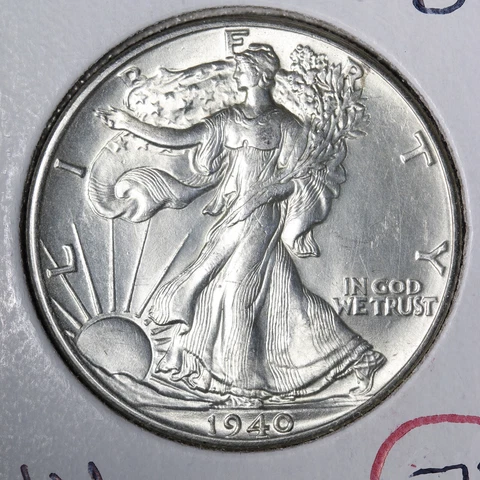 1940 Walking Liberty Silver Half Dollar CHOICE BU *UNCIRCULATED* MS E408 QNH Cover