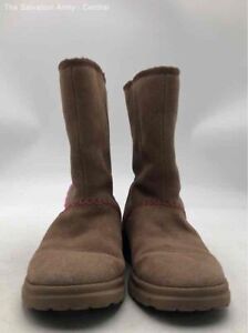 UGG Womens I Heart Kisses Short Brown Suede Pull On Mid-Calf Winter Boots Size 7