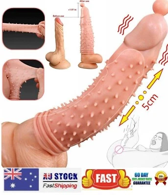 Realistic Penis-Extension-Extender Sleeve-Cock Sheath Girth-Enhance-Spike-Condom - image 1 of 4