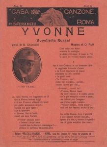 33) SPARTITO MUSICALE YVONNE NOVELLETTA RUSSA CASA DELLA CANZONE GINO FRANZI - Picture 1 of 2