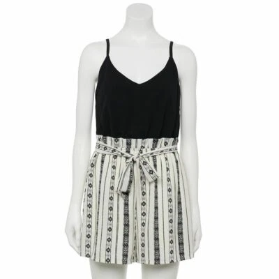 Romper shorts Lily Rose Juniors bolsa de papel sem mangas verão preto tamanho XLarge NOVO - Imagem 1 de 4