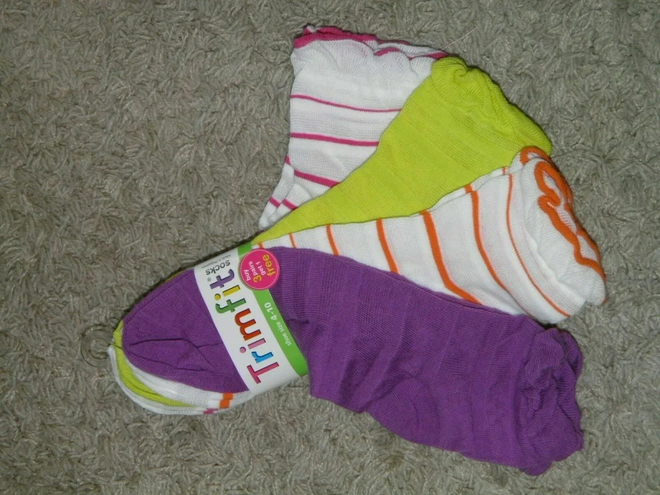 Calcetines de colores a rayas TRIMFIT 4pr para niñas talla 9-11 ¡NUEVOS! Foto 1 de 1