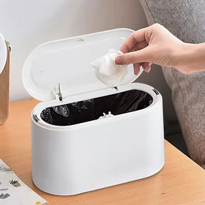Mini Trash Can with Lid Removable Small Garbage Can, Tiny Plastic Trash Bin, Pop - Picture 1 of 9