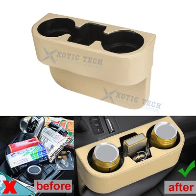 Car Seat Seam Wedge Storage Pocket  for Drink Mug Bottle CellPhones Cards Beige - Image 1 of 4