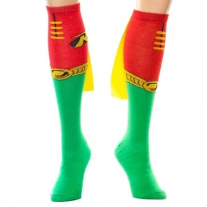 Robin Knee High Socks with Cape Costume Batman DC Universe Comics Novelty - Picture 1 of 2