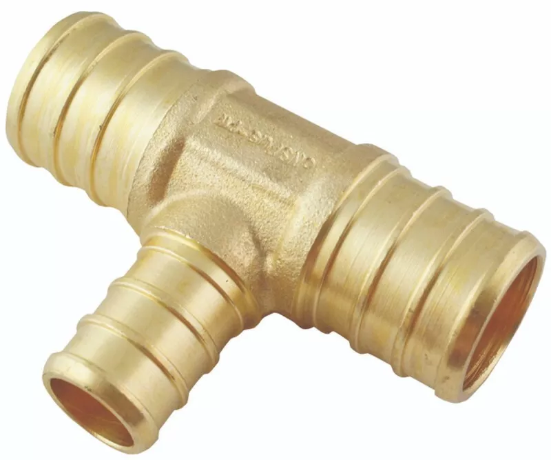 NEW APOLLO APXT343412  PEX 3/4" X 3/4" X 1/2" TEE BRASS BARB CRIMP  7003684 - Image 1 of 1