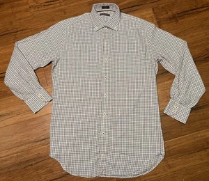 Men’s PETER MILLAR Cotton Cashmere Blend Long Sleeve Plaid Dress Shirt Medium - Picture 1 of 8
