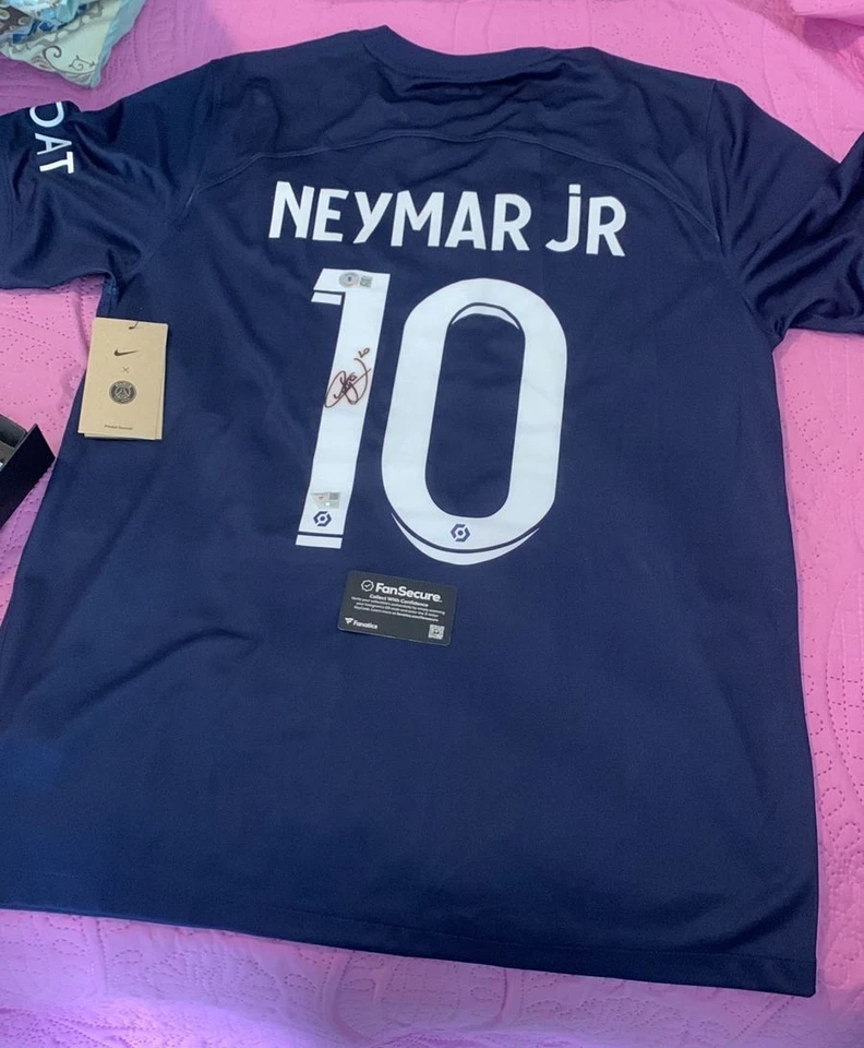 Neymar Jr Signed PSG Home Soccer Jersey #10 with Beckett COA - Image 1 of 2