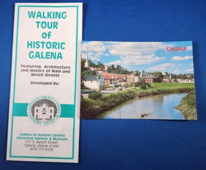 Vtg Postcard Galena Illinois ~ River Walking Tour Flyer Historic Homes Building - Picture 1 of 2