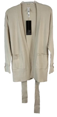 Marla Wynne 开襟开衫针织毛衣 M 码 Lt 米色腰带女式 DD737 — 第 1/4 张图片