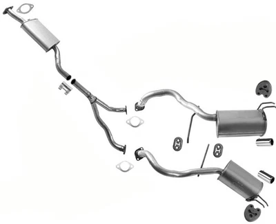 Silenciadores traseros dobles de tubo en Y con resonador trasero para Hyundai Santa Fe 2007-2009 Foto 1 de 4