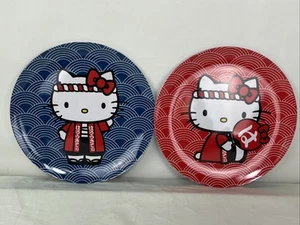 2 Hello Kitty Omatsuri Festival World Market Sanrio Red Plastic Plates 2019 - Picture 1 of 6