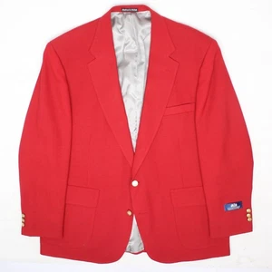 Vintage Stafford Blazer Herren 46R Einfarbig Rot Wollmischung Sport Mantel Messing Knopf Jacke - Bild 1 von 8
