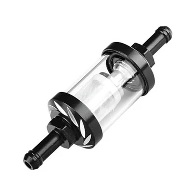 Filtro de Combustible 5/16" para Motocicleta en Línea, Aleación de Aluminio Vidrio Reutilizable Combustible Negro Foto 1 de 4