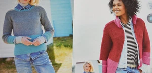 Knitting Pattern - Easy Ladies Chunky Jacket & DK Sweater 5 Sizes 32" - 50" Copy - Picture 1 of 4