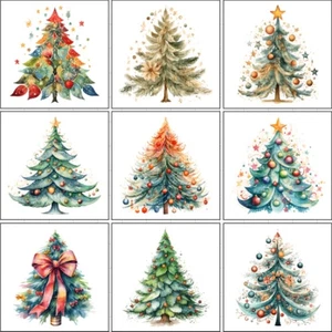 9x Aquarell Weihnachtsbaum Kartenaufleger Kartenbasteln Papercraft Scrapbooking - Bild 1 von 10
