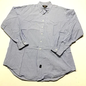 Camicia RRL Double Ralph Lauren uomo XL blu a righe manica lunga con bottoni *LEGGI* - Foto 1 di 9