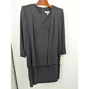 NWT Vintage Jessica Howard Black Gown Size 18 Long Sleeve Skirt Suit - Picture 1 of 7