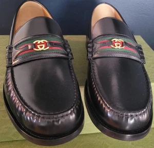 Gucci Interlocking GG Black Ribot Loafers Size US 13 / UK 12 - Bild 1 von 1