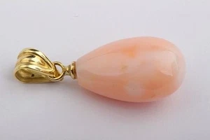 Rote Sardegna Korallen Anhänger 750 Gelb Gold 18K Tropfen Neu * - Bild 1 von 4