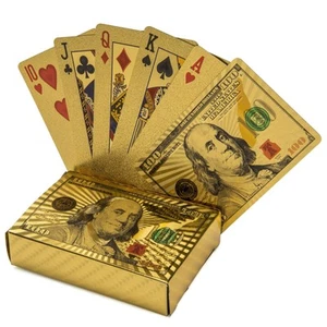 PLAYING CARDS HIGH QUALITY 24K GOLD FOIL NEWEST 100.00 BILL BENJAMIN FRANKLIN - Picture 1 of 1