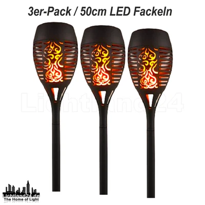 3er Pack LED Solar Gartenfackel ORIENTAL Flammeneffekt, H. 50cm m. Erdspieß - Bild 1 von 4