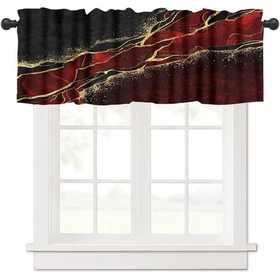 Cortina Cenefa Mármol Rojo, Abstracto Borgoña Granate Mármol Moderno Lujo Vin... Foto 1 de 4
