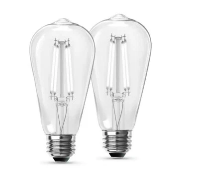 Feit Electric LED Light Bulb 60W Vintage Edison 5000K Daylight E26 (2-Pack) - Image 1 of 4