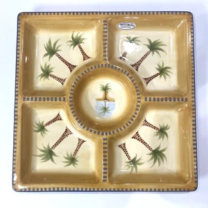 "CLAY ART Stone Lite MIRAGE PALM Plato grande para servir bandeja de fiesta 19,5"" por 19,5" - Imagen 1 de 5