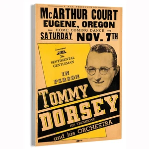 1942 Tommy Dorsey - Eugene, OR Concert Poster or Canvas Home Decor Art Print - Picture 1 of 16